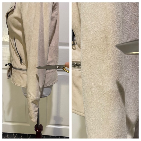 Michael Stars Goat Suede Moto Jacket Beige - Picture 10 of 12